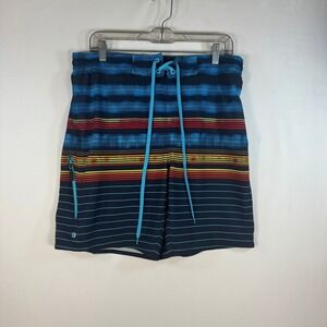 Laguna Mens Blue Striped Board Shorts Swim Trunks Size Large LMS2078